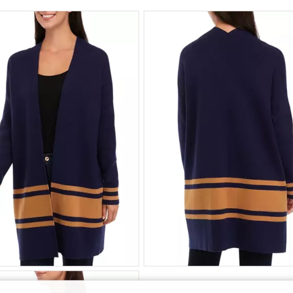 Women's Open Front Color Block Cardigan - XL